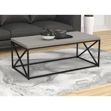 Safdie Co Matte Grey Cement Wood Top 48 Inch Coffee Table With Black Metal Legs Gray Coffee Table Coffee Table Grey Center Table