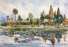 Angkor Wat Cambodia Watercolour By Brian Tai Watercolor Landscape Art Angkor Wat