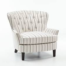 The Charming Eliza Offers Timeless Good Looks With A Classic Silhouette Draped In Hand Upholstered Stripe Leather Chairs Bedroom Striped Armchair Striped Chair