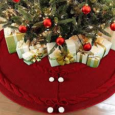 Merry christmas decoration santa claus doll plush gray brown santa modeling doll party merry christmas bedding set duvet cover with pillowcase red santa claus comforter bed set gifts. Aerwo 48inch Deep Red Christmas Tree Skirt Thick Luxury Knit Christmas Tree Skirt Double Layers Rustic Christmas Tree Skirt Ornament With 6 Snowballs For Christmas Xmas Tree 5 Ft To 7ft Buy