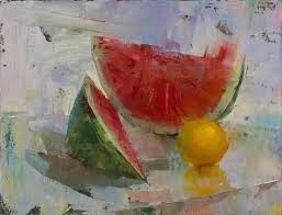 Ignat Ignatov Still Life With Watermelon 14x18 Oil Peinture De Nature Morte Nature Morte Pasteque