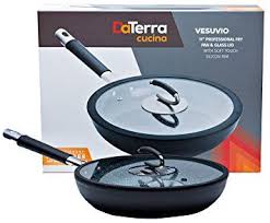 Vesuvio Ceramic Coated Nonstick Frying Pan 11 Inch Heat Resistant Silicone Handle Glass Lid Durable High Heat Ceramic Cookware Frying Pan Best Skillet