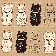 Ecru Structured Lucky Cats Fabric From Japan Lucky Cat Tattoo Cat Tattoo Japanese Tattoo