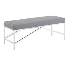 Armen Living Alyssa Gray Faux Leather And Brushed Stainless Steel Contemporary Bench Lcalbebsgr The Home Depot