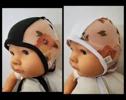 Baby Pilot Hat-giddy Baby Hat-hat With Ties or Snaps-hearing Aid Hat-size  NB-36 Mo-white or Black Brushed Poly Spandex-floral Mesh Pilot Hat