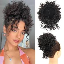 Synthetic Messy Bun Hair Piece 60g Elastic Drawstring Loose Wave Curly Hair  Buns Hair Piece Extensions For Women Dark Brown