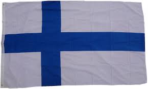 Finland national flag waving on pole against sunny blue sky background. Xxl Fahne Finnland 250x150cm