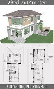 Small Two Story House Plan 7x14m Home Design With Plansearch In 2021 Two Story House Plans Two Story House Design Architectural House Plans
