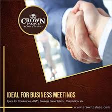 Organize Your Business Meets At Hotel Crown Palace Its A Smart Deal Crownpalace Businessaccommodation Bu With Images Party Hall Business Presentation Business Meeting