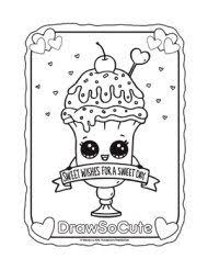 Cute kawaii food coloring pages. Coloring Page Valentine Ice Cream Sundae Unicorn Coloring Pages Cute Coloring Pages Monkey Coloring Pages