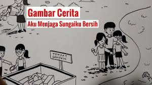 Artikel lingkungan bersih lingkungan kotor. Menggambar Gambar Cerita Berjudul Aku Menjaga Sungaiku Bersih Di Buku Gambar Youtube