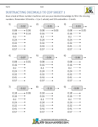 subtracting decimals worksheet