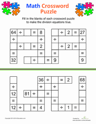 A timely puzzle 45 answers 46 3 table of contents 40 funtabulous math puzzles resources. Division Crossword Worksheet Education Com