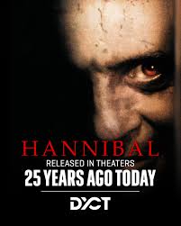 25 Years of Hannibal Today marks 25 years since Hannibal hit theaters. The  chilling sequel reunited audiences with Anthony Hopkins' iconic Hannibal  Lecter, pushing the franchise into darker, more operatic territory. From