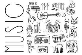 Musical Instruments In Hand Drawn Musical Instruments Drawing How To Draw Hands Music Doodle