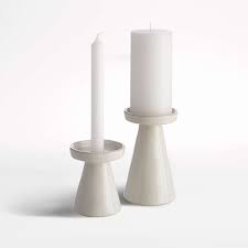 Perhaps you would like to burn pillar candles outside or in an environment where they need to be contained. Marin White Taper Pillar Candle Holders Crate And Barrel Canada