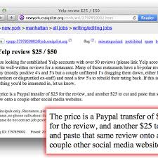 Shady Craigslist Ad Offers Cash For Fake Yelp Reviews Eater