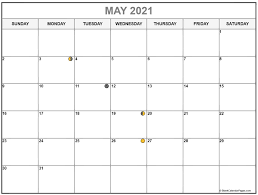 The calendar shows the moon phases of a year. May 2021 Lunar Calendar Moon Phase Calendar