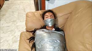 Gagged Girl In Duct Tape Mummification Bondage 