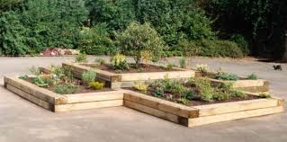 Einfassung Beete Holz Schwellen Garten Gartengestaltung Beeteinfassung
