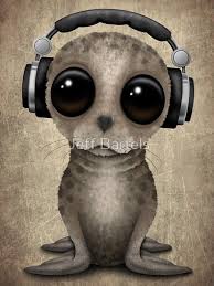 Cute Baby Seal Dj Wearing Headphones Cute Art Cute Animal Photos Cartoon Animals
