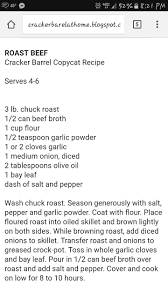 Cracker Barrel Copy Cat Roast Beef Recipe Cracker Barrel Copycat Recipes Roast Beef Recipes Cracker Barrel Recipes