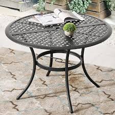 Bistro sets are ideal for that quiet corner in the garden, the patio, or a balcony. Amazon Com Patiofestival 42 1 X 42 1 X28 3 Round Outdoor Dining Table Space Saving Patio Bistro Table With Umbrella Hole All Weather Steel Frame Metal In Black Patio Lawn Garden