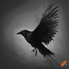 Flying dark crow on Craiyon