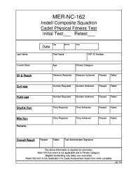 Fillable Online Nc 162 Cadet Physical Fitness Test Form