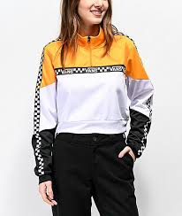 Black And White Sweatshirt For Girls Vans Black White Yellow Half Zip Crop Windbreaker Jacket Zumiez Windbreaker Jacket Hipster Outfits Clothes