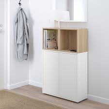 Eket Storage Combination With Feet White White Stained Oak Effect Width 27 Ikea Eket Ikea Eket Ikea