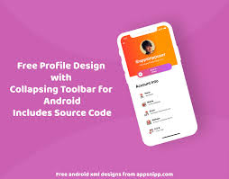 Free Profile Design With Collapsing Toolbar Source Code Included Coding Apps Coding Profile Design