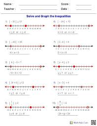 Absolute Value Inequalities Worksheets Absolute Value Inequalities Algebra Worksheets Absolute Value Equations
