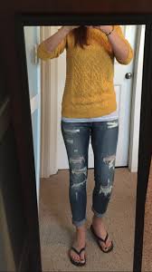Black And White Striped Tank Top Outfit Mustard Yellow Sweater Black White Striped Tank Top Ripped Skinny Cropped Pants Black Flip Flops Striped Tank Top Outfit Tank Top Fashion Striped Tank Top