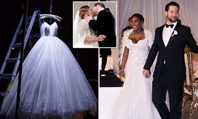 Serena williams wore three dresses across the day. Serena Williams Shares Photo Of Wedding Dress On Instagram Daily Mail Online