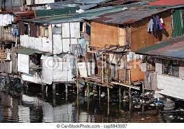 Bali i indonezja, denpasar, indonesia. Domy Filipiny Ubostwo Skwater Miasto Domy Ciezko Shacks Filipiny Rudera Zanieczyszczony Manila Wzdluz Canstock