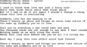 Love Song Lyrics For Suddenly Billy Ocean