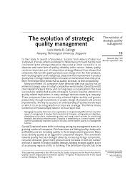 Pdf The Evolution Of Strategic Quality Management