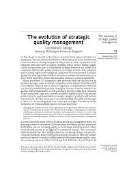 Pdf The Evolution Of Strategic Quality Management