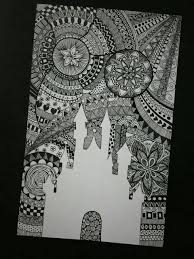 Walt Disney Castle Zentangle Mandala Design Art Sharpie Art Doodle Art Flowers