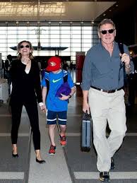 Reported that ford and flockhart were planning to hold a special vow renewal ceremony near their ranch in jackson hole, wyoming. Harrison Ford Calista Flockhart And Their Son Liam Ford Spotted At Lax Oneshotoneplace Com Osop