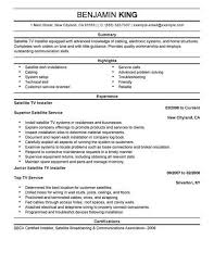 satellite tv installer resume example
