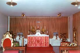The top picture is Archbishop Sheen's private chapel in Rochester when he  was a Bishop there. The bottom picture was taken in The Museums of the  Diocese of Peoria where we display