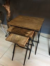 Walx Ceviz Tablali 3 Lu Zigon Sehpa In 2020 Walnut Wood Side Tables Side Table Wood Walnut Wood