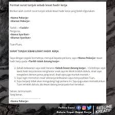 Contoh surat izin tidak masuk kerja karena menikah . Resume Kreatif En Twitter Pernah Tak Ada Masa Tiba Tiba Tak Dapat Nak Hadir Kerja Atau Lambat Ke Kerja Bila Dah Jadi Macamni Jangan Lupa Buat Surat Surat Penjelasan Tunjuk Sebab Ini