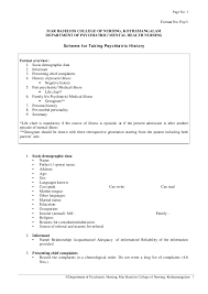 History Collection Format In Psychiatric Nursing Courtesy