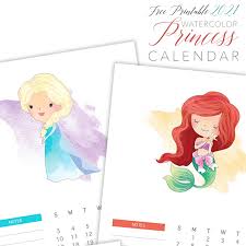 If you do, you can send me pictures of your printed calendars (email protected) or tag me on instagram @theperfectdisneytrip.com. Free Printable 2021 Watercolor Princess Calendar The Cottage Market