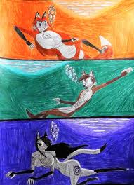 7) a goose _ fly for a long time, but it _ swim underwater. Underwater Nude Swimming Orange Teal And Purple By Chocolatesteamtrain On Deviantart