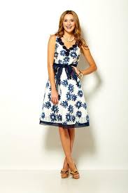 Sara Campbell V Neck Waisted Dress In Sheer Stripe With Daisy Trim Dresses Outfits Fashion