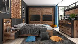 Luxury European King Size Bedroom Set Wardrobe Lights Bedside Oak Black Kassel Ebay King Size Bed Frame Bed Frame And Headboard Modern Luxury Bedroom Furniture